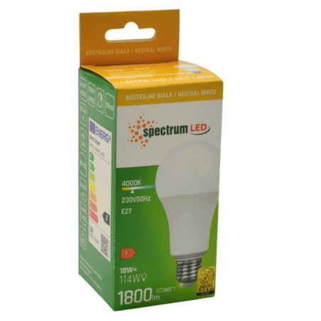 Żarówka LED E27 18W 1800lm Spectrum biała neutralna